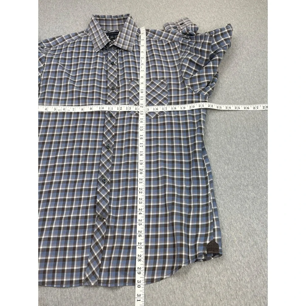 Banana Republic Shirt Men Medium (15-15.5)  Plaid Cotton Blend Stretch Button Up